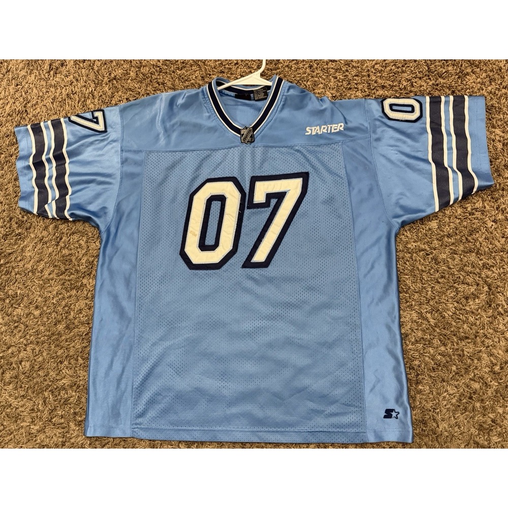 Vintage STARTER #07 Stitched Football Jersey North Carolina Blue Men's Sz Large